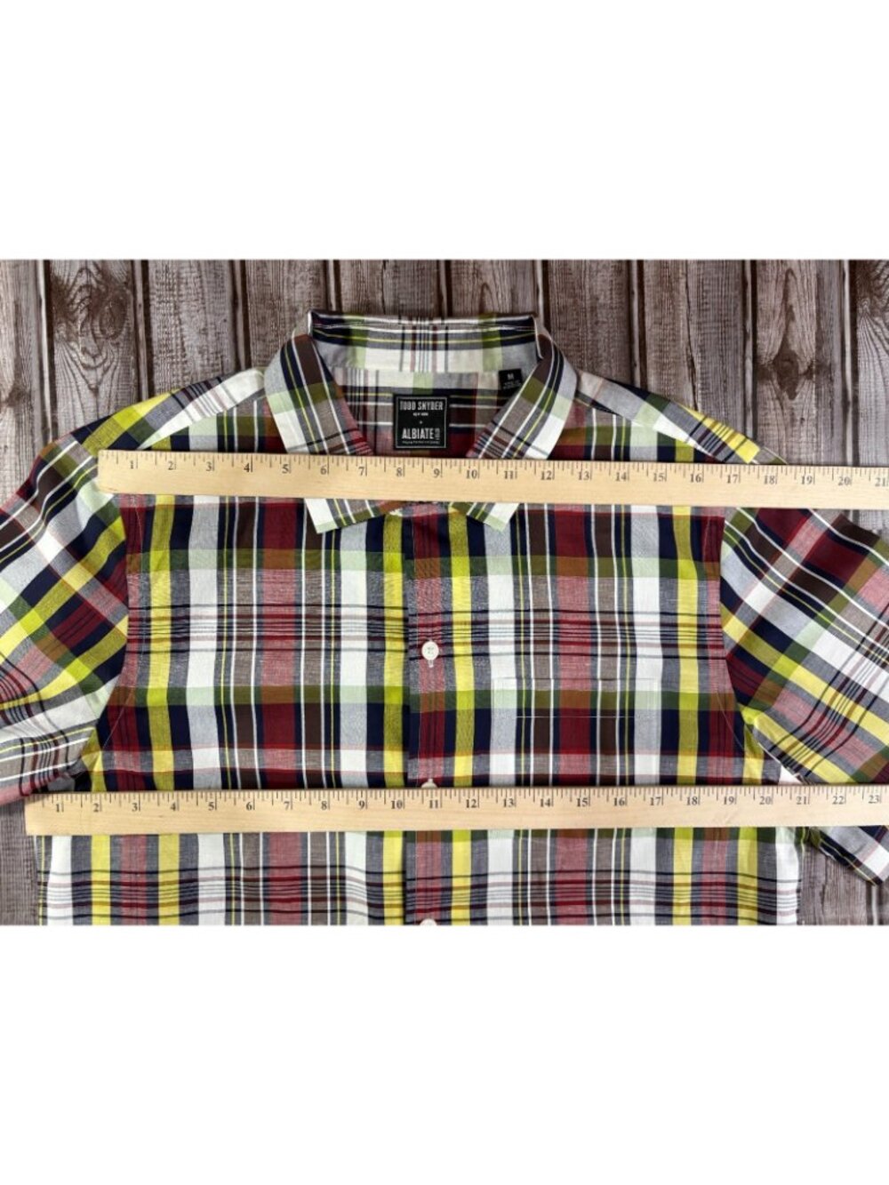 Todd Snyder X Albiate cotton lightweight plaid Shirt size M multicolor NWOT - Picture 5 of 6